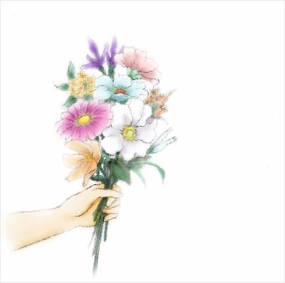花束を差し出す手のイラスト